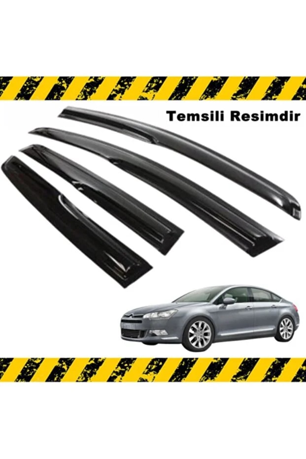 Citroen C5 2008 - 2015 Parlak Siyah Mügen Cam Rüzgarlığı Citroen C5 Tüm Kasalar 4 Lü Set Rüzgarlık