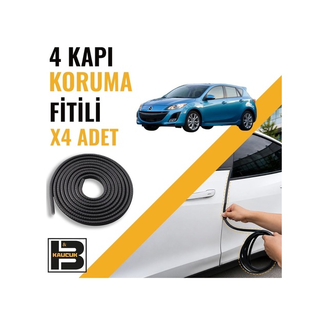 Mazda 3 Hatchback 2009-2012 Kapı Koruma Fitili-4 Kapı-siyah-bm2477