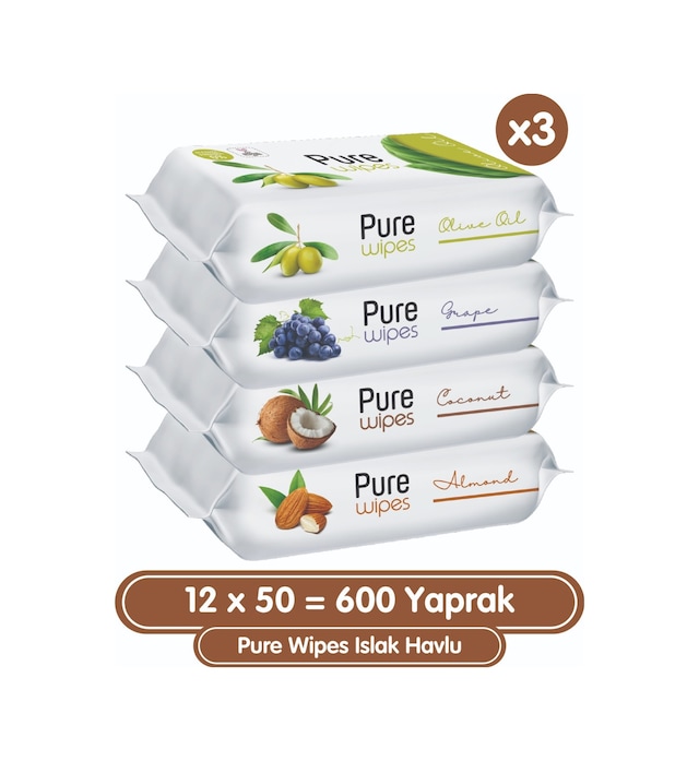 Pure Baby Wipes Islak Havlu 12 x 50'li