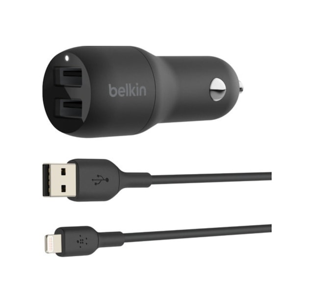 Belkin 24W Hızlı Araç Şarj Cihazı 2 Port - USB A+ Lightning