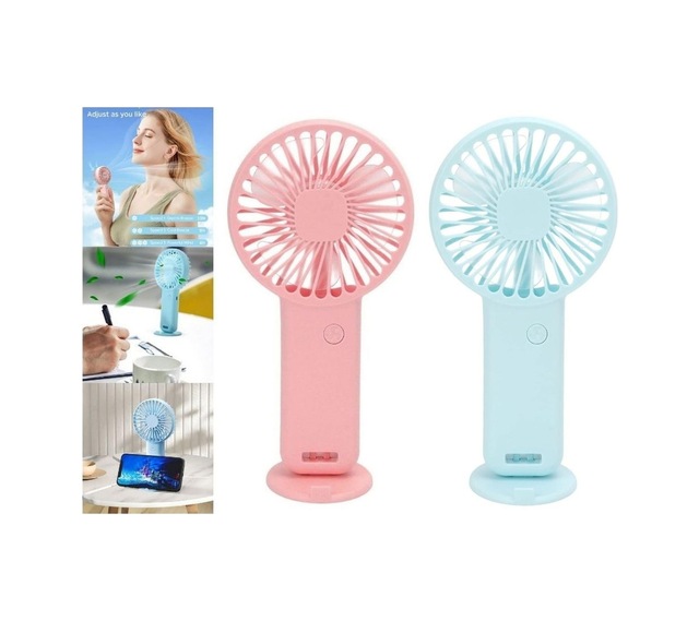 2 Adet Mini Fan,telefon Tutucu,portatif El Vantilatörü Pembe,mavi 9,3x19cm