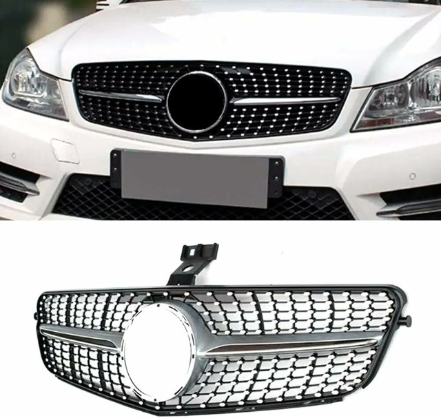 Mercedes C Serisi W204 Diamond Ön Panjur Izgara Seti Krom-siyah 2
