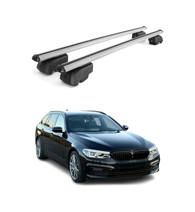 Bmw 5 Serisi G31 Station Wagon 2017-2024 Arası Uyumlu Port Bagaj Taşıyıcı Ara Atkı Alüminyum Gümüş 2 Parça
