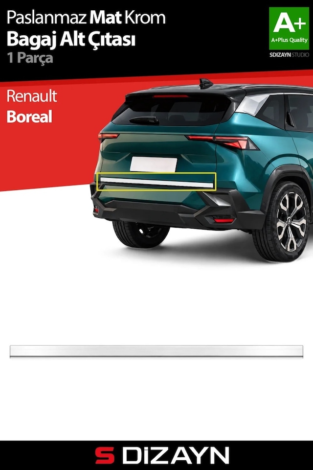 S-dizayn Renault Boreal Krom Bagaj Alt Çıtası Mat Krom 2025 Üzeri A+ Kalite