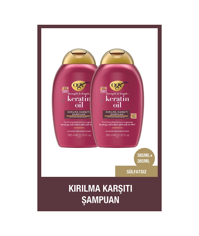OGX Keratin Oil Kırılma Karşıtı Sülfatsız Şampuan 385 ml x2