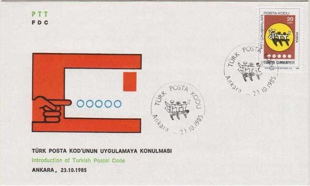 Türk Posta Kodunun Uygulamaya Konulması İlk Gün Zarfı 1985. Teşhir Ürün
