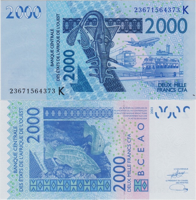 Batı Afrika Para Birliği 2000 Frank 2023 K Senegal. Cfa Frangı. Çil Kondisyon.