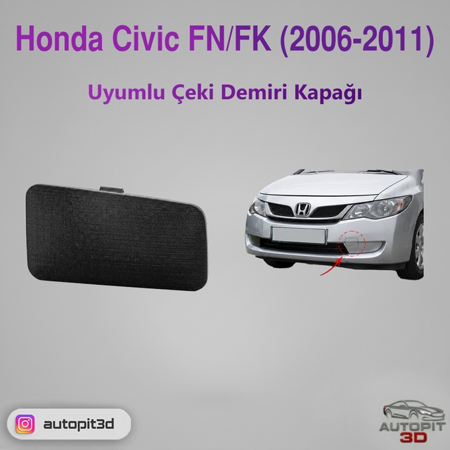 Honda Civic Fn/fk 2006-2011 Uyumlu Ön Tampon Çeki Demiri Kapağı