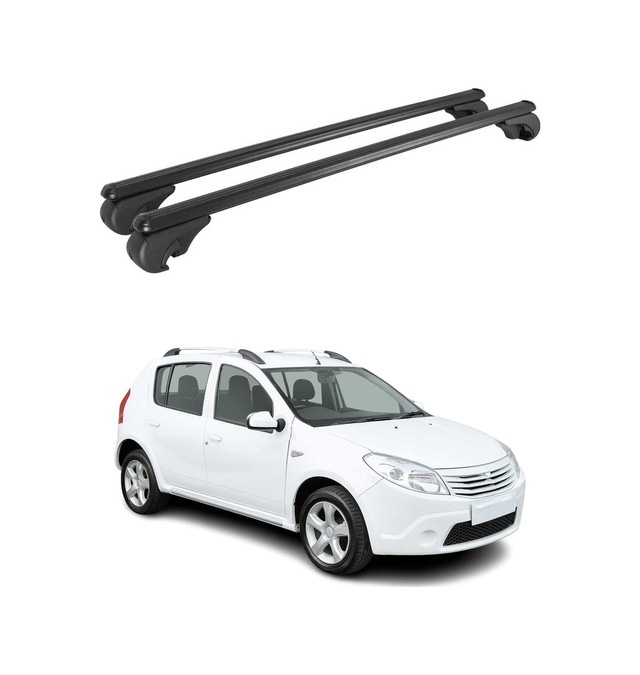 Dacia Sandero I 2008-2012 Arası Uyumlu Port Bagaj Taşıyıcı Ara Atkı Alüminyum Siyah 2 Parça