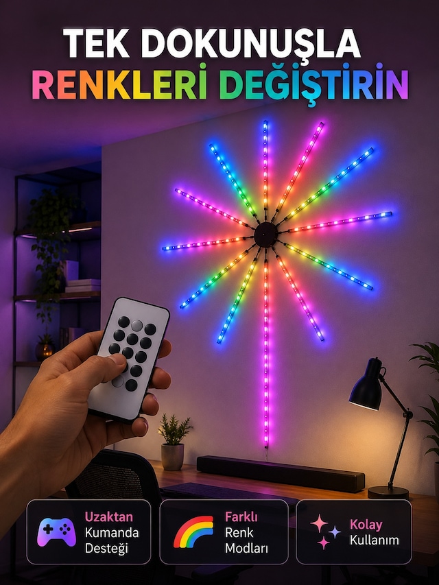 Rgb Led Duvar Lambası Uzaktan Kumandalı Telefon Kontrollü Ortam A