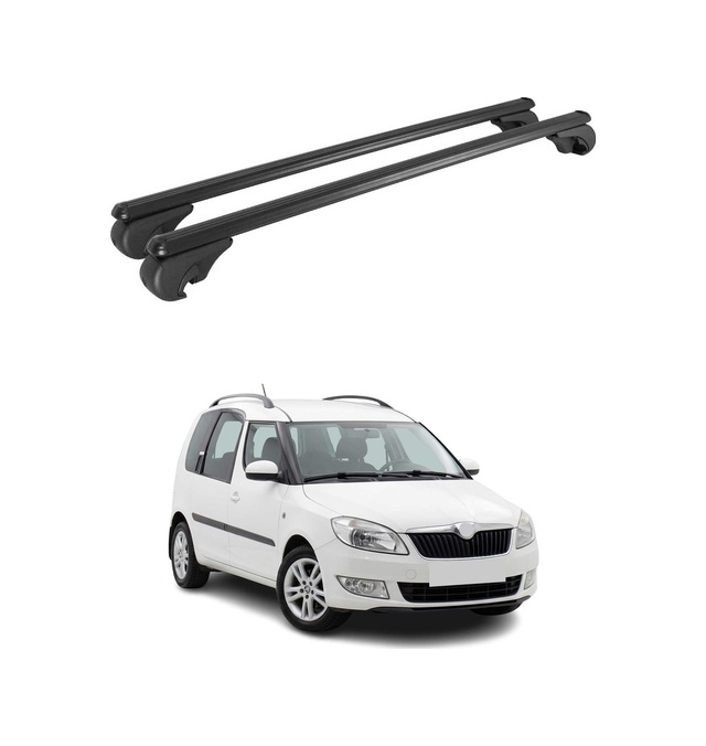 Skoda Roomster 2006-2015 Arası Uyumlu Port Bagaj Taşıyıcı Ara Atkı Alüminyum Siyah 2 Parça