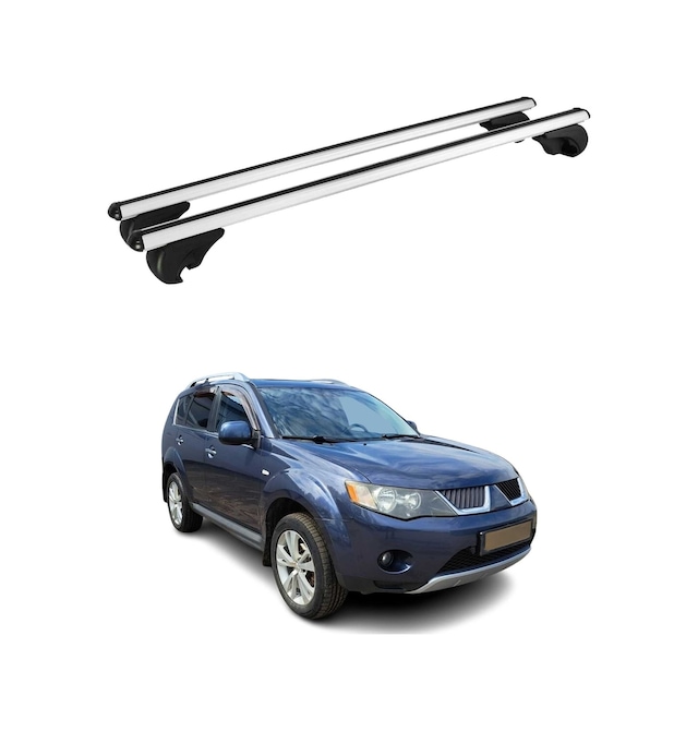 Mitsubishi Outlander Iı 2006-2012 Arası Uyumlu Port Bagaj Taşıyıcı Ara Atkı Alüminyum Gümüş 2 Parça