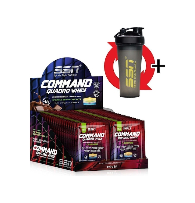 SSN Sports Style Nutrition Command Quadro Whey 22 gr X 40 Şase Kutu 880 gr (ÇİKOLATA) Protein Tozu