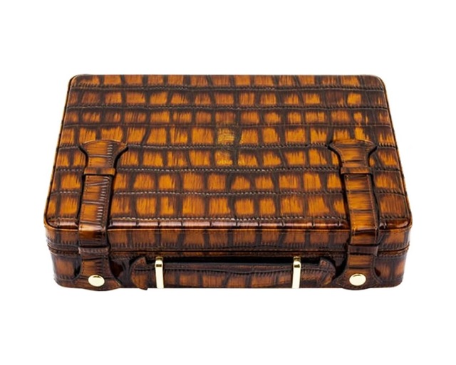 Croco Desen Seyahat Puro Kutusu Humidor İçi Sedir Kahve 18's