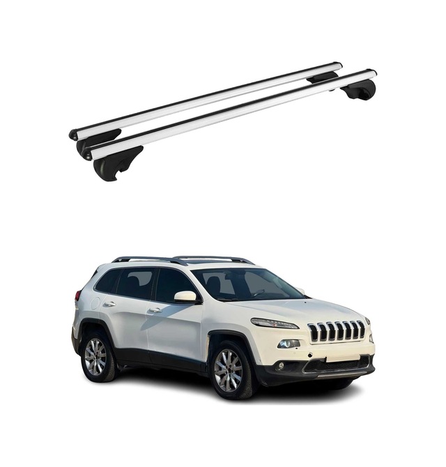 Jeep Cherokee 2014-2023 Arası Uyumlu Port Bagaj Taşıyıcı Ara Atkı Alüminyum Gümüş 2 Parça