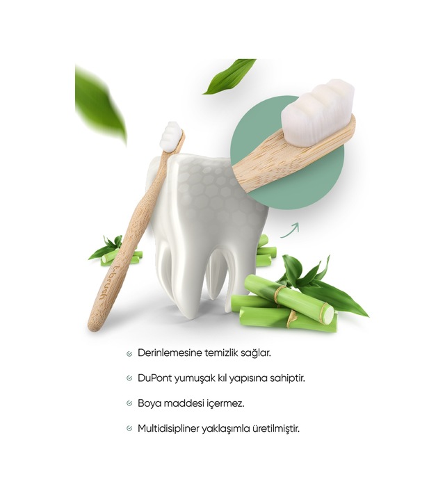 Tbrush Beyaz Nano Vegan Bambu Diş Fırçası - Ultra Soft (hassas Dişler) + Paslanmaz Çelik Dil Temizleyici