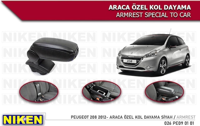 Peugeot 208 Kol Dayama Kolçak Vidasız Konsol Niken
