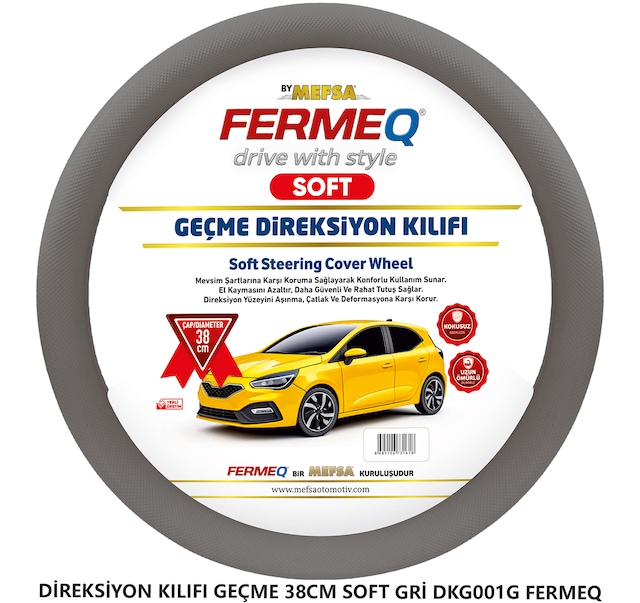 Direksiyon Kılıfı Geçme 38cm Soft Gri Dkg001g Fermeq