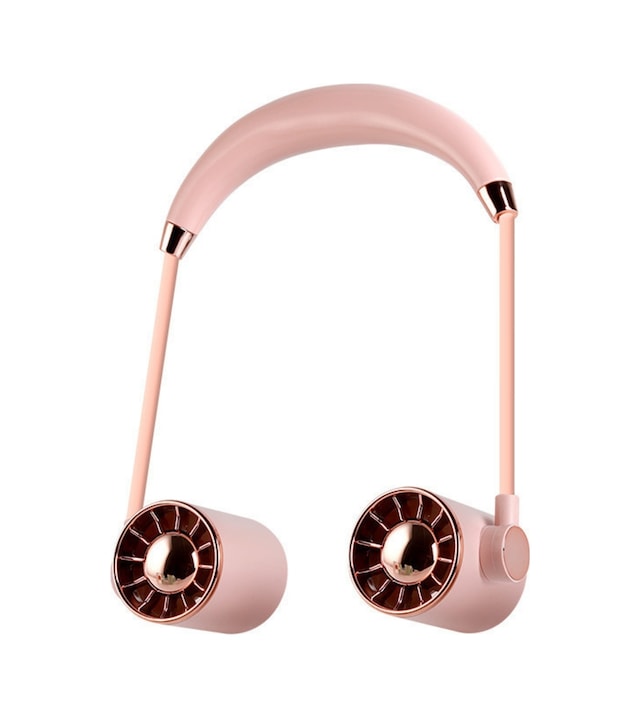 Taşınabilir Usb Şarjlı 3 Kademeli Ergonomik Boyun Fanı Vantilatör Soğutucu Zb135 Pembe
