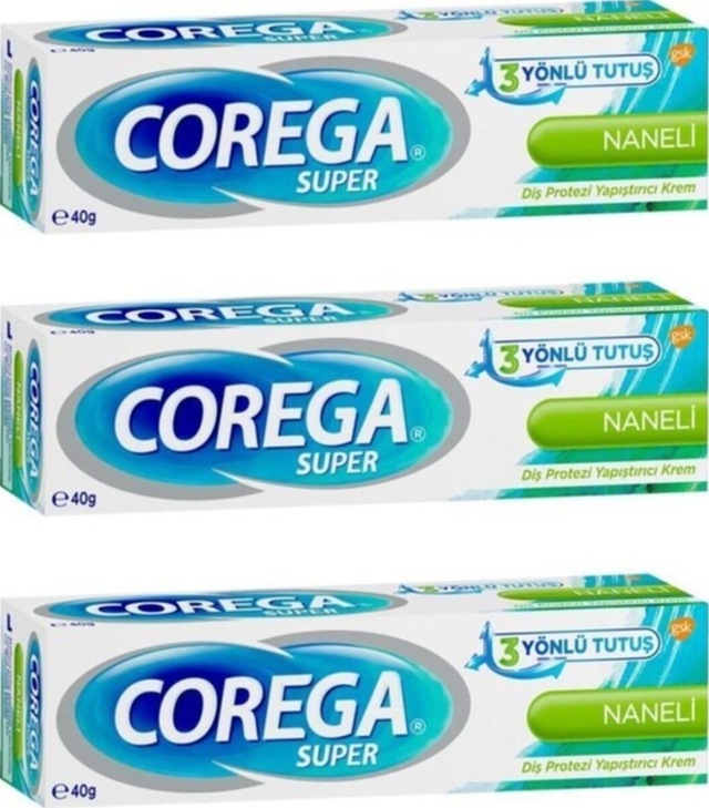 Süper Protez Yapıştırıcı Krem Naneli 40 Gr X 3 Adet Set