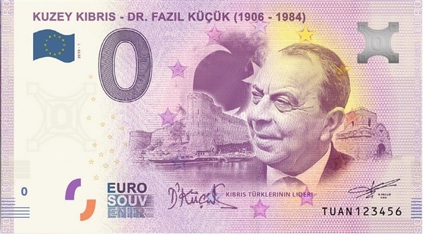 0 Euro Hatıra Parası Kıbrıs -Dr.Fazıl Küçük 2019