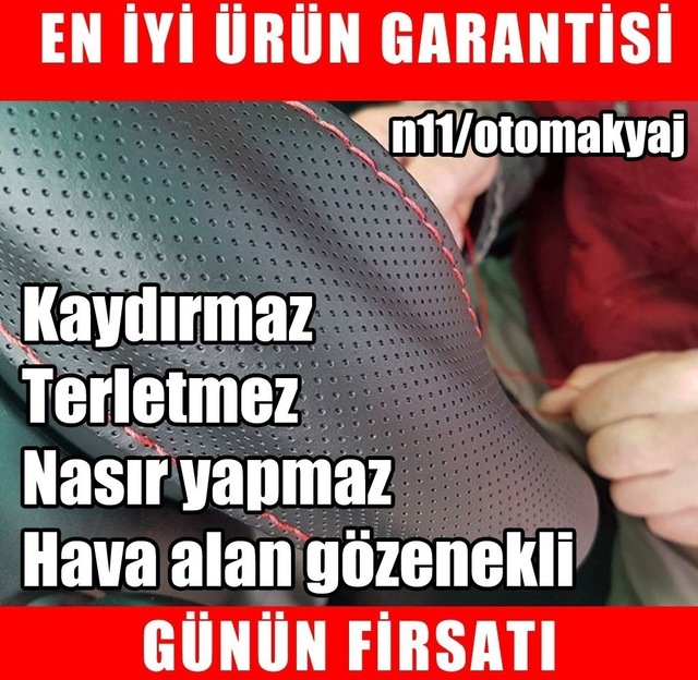 Kia Rio Uyumlu Direksiyon Kılıfı Sarmalı Dikmeli Deri Dikişli