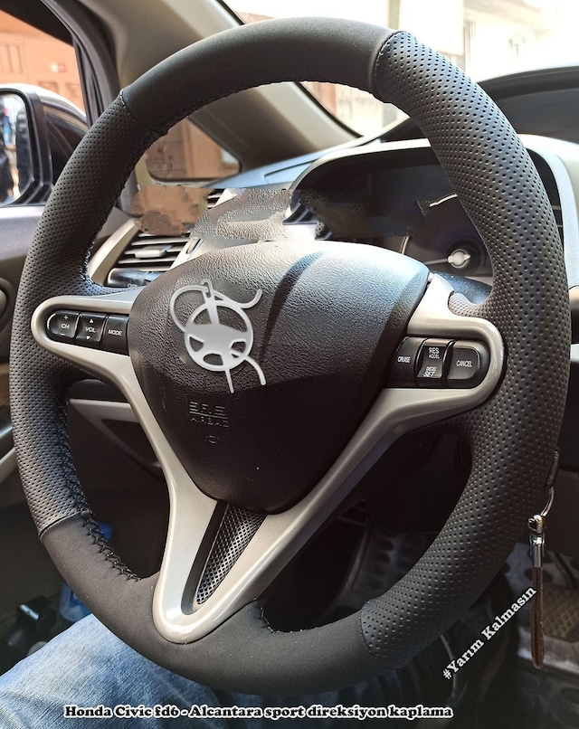 Honda Civic Fd6 Araca Özel Direksiyon Kılıfı Noktalı Nubuk