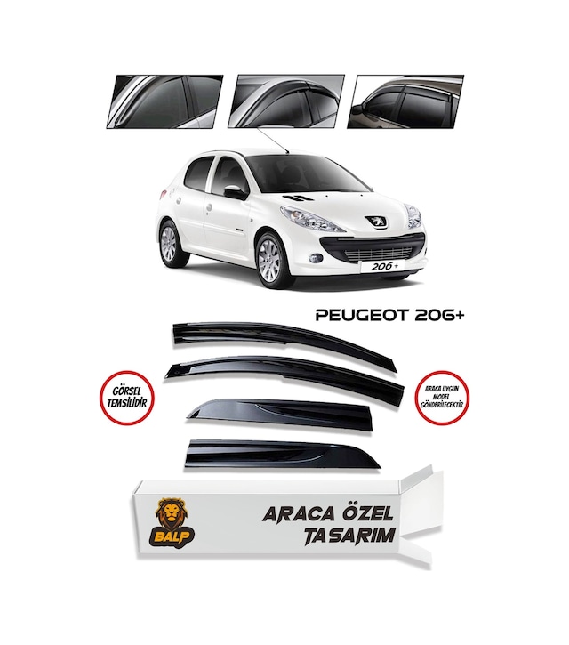 Peugeot 206+ Cam Rüzgarlığı 4lü