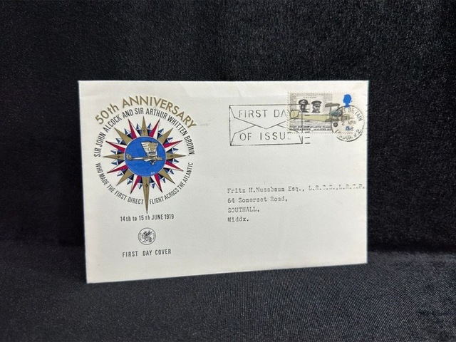 1969 İngiltere Atlantik Uçuşun 50. Yıl Dönümü İlk Gün Zarfı Fdc Teşhir Ürün