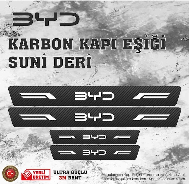 Byd Uyumlu Deri Karbon Kapı Eşiği Koruyucu Bant 4 Adet