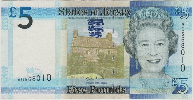 Jersey 5 Pound 2010 Kraliçe Iı. Elizabeth. Çok Çok Temiz+