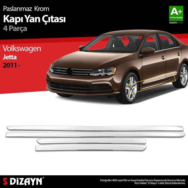 S-Dizayn VW Jetta Krom Kapı Yan Çıtası 2011 Üzeri