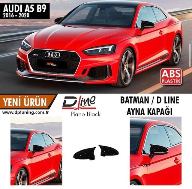 Audi A5 B9 2016 - 2020 Yarasa Ayna Kapak Parlak Siyah Abs Plastik