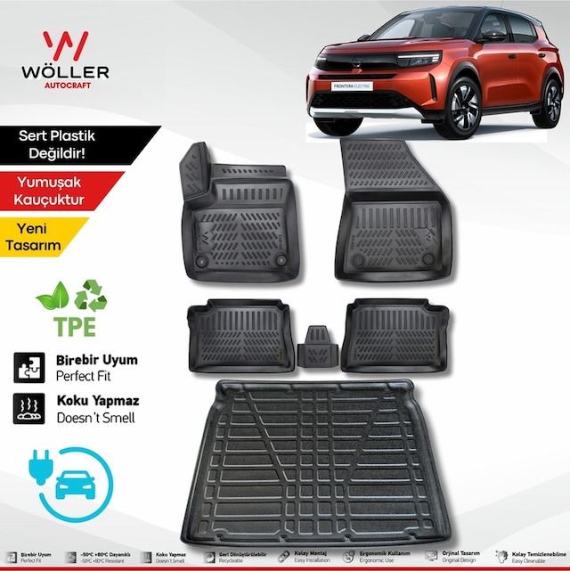 Opel Frontera Paspas Bagaj Havuzu Set Elektrikli 2025 Sonrası Uyumlu 3d Ultraflex Set