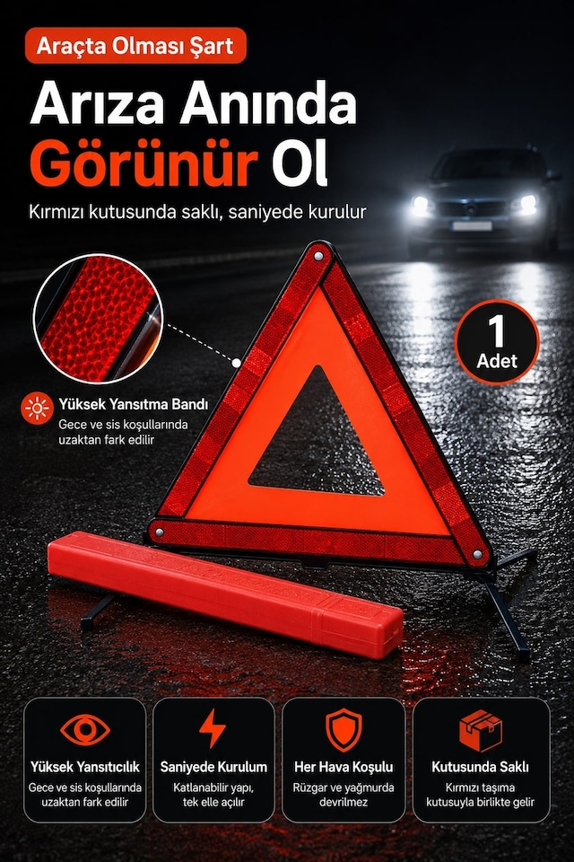 Katlanır Üçgen Reflektör Araç İçin Acil Durum Reflektörü