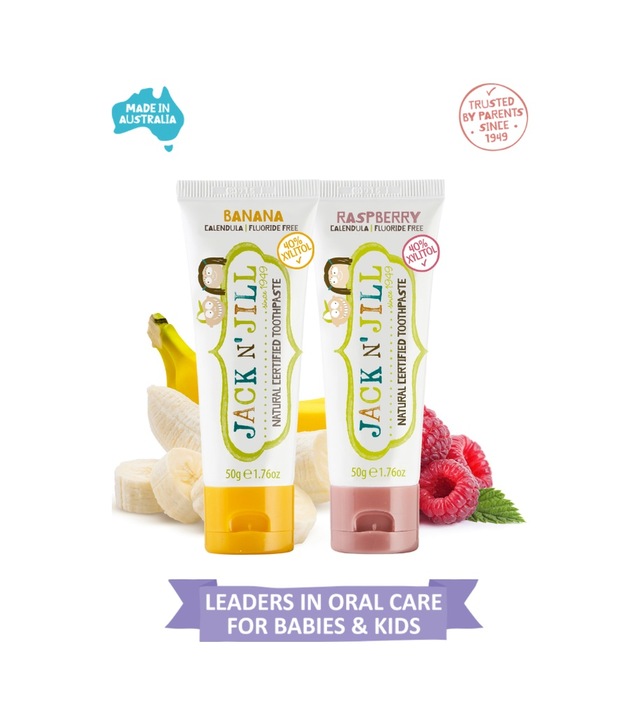 Jack N Jill Doğal Sertifikalı Diş Macunu - Muz & Ahududu 2x50g
