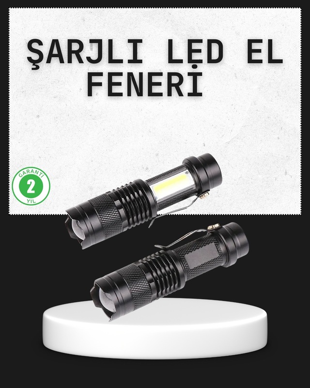 Konsantrasyon Ayarlı 2000 Lümen Şarjlı Led El Feneri