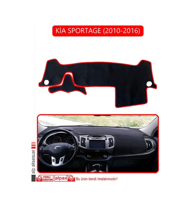 Kia Sportage 2010-2016torpido Koruma Halısı Kırmızı Kenar