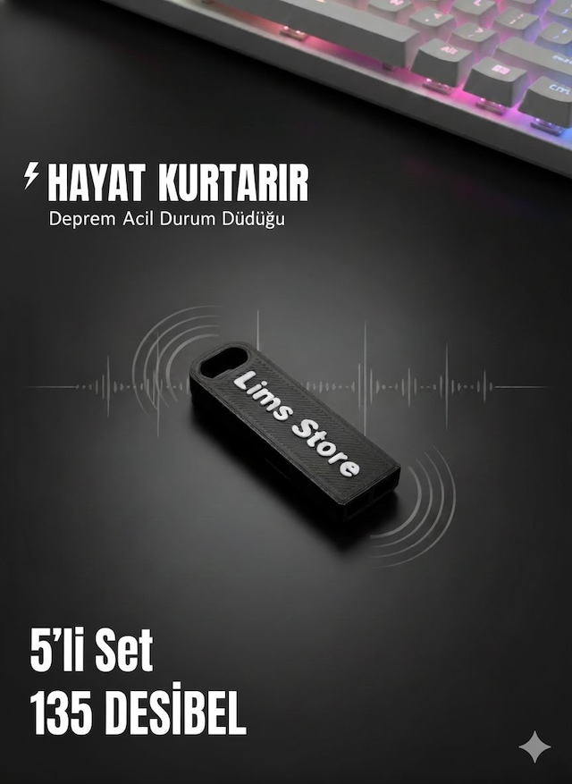 Deprem Acil Durum Düdüğü 135 Desibel -5'li Set Gümüş