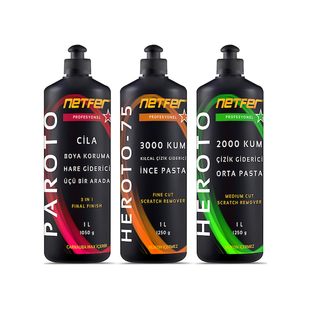 Netfer 3'lü İnce Orta Pasta Cila Set - 3x1 L