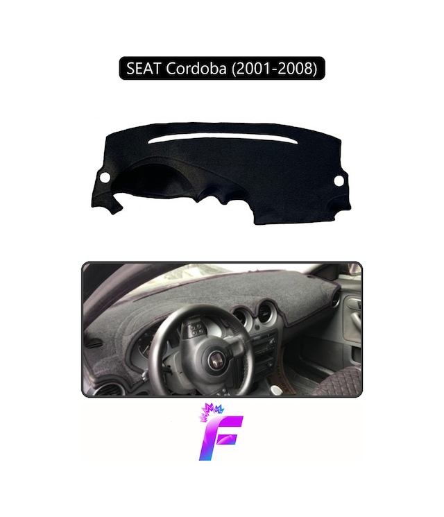 Seat Cordoba 2001-2008 Uyumlu Torpido Örtüsü Yansıma Önleyici Tam Koruma Hızlı Montaj K12 Siyah