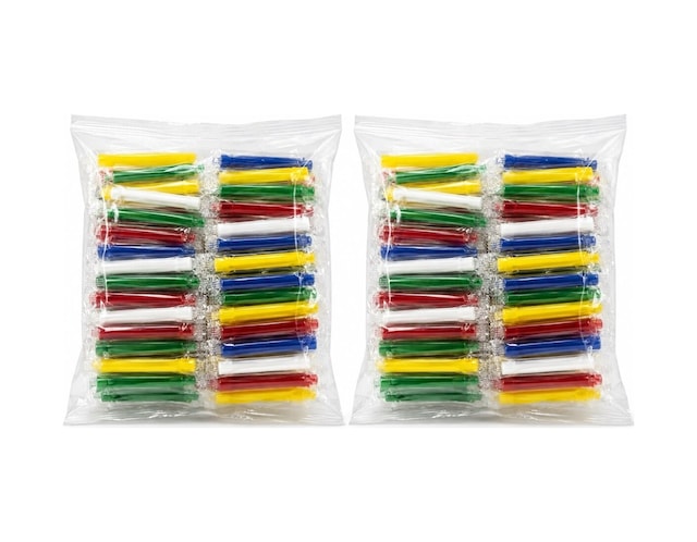 Uzun Renkli Plastik Sipsi - 80 Adet