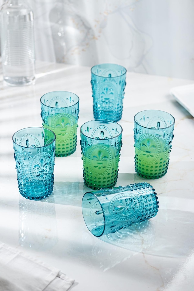 Belirtilmemiş Akrilik Aquamarin 6'lı Kısa Bardak & Su Meşrubat Kahve Yanı Bardağı 400 Ml Cam Değildir