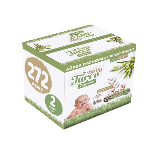 Baby Turco Doğadan Bebek Bezi 2 Numara Mini Süper Ekonomik 272 Adet