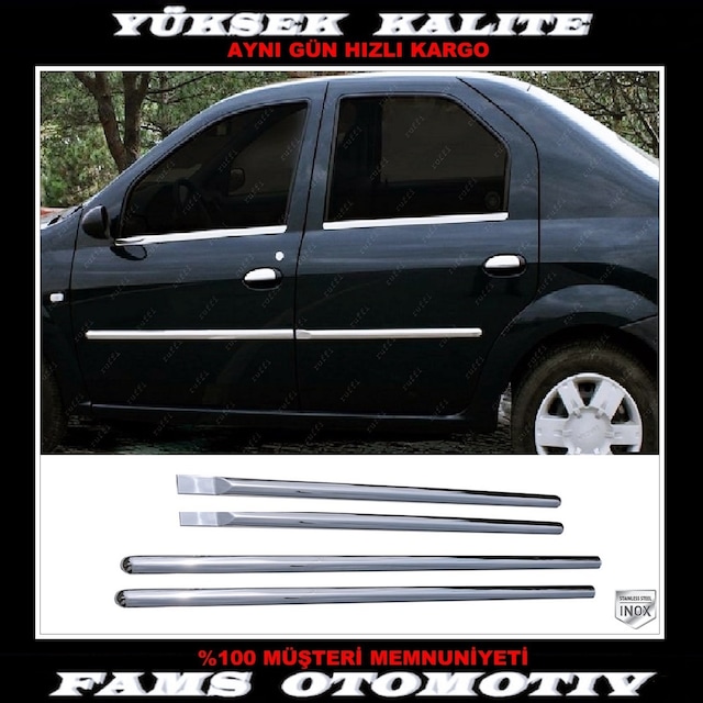 Dacia Logan Krom Yan Kapı Çıtası 4 Kapı 2004-2012 P. Çelik