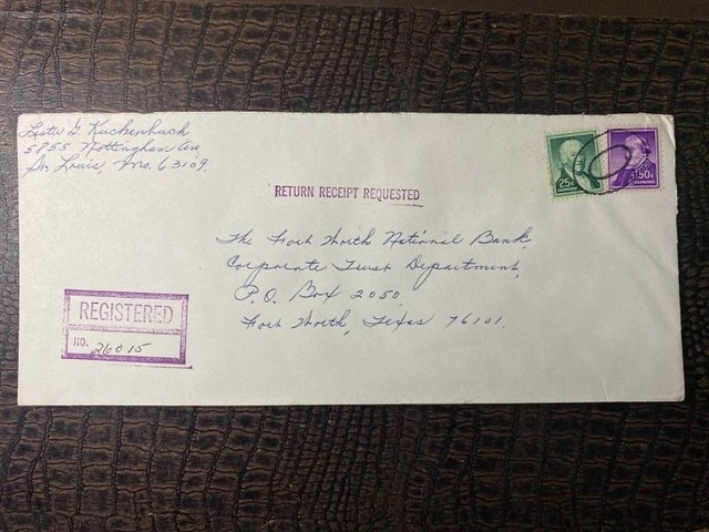 Usa Amerikan Pullu 1965 Yılında İadeli Taahhütlü Postadan Geçmiş Varış Damgalı Boş Zarf Us Registered Mail
