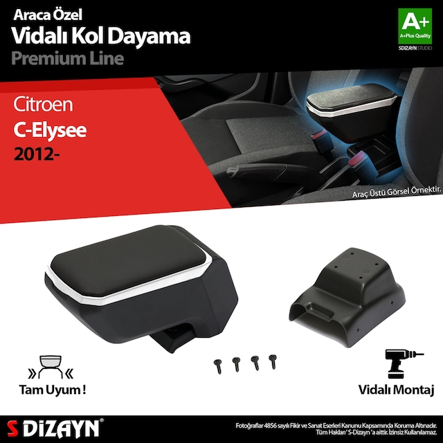 S-dizayn Citroen C-elysee Kol Dayama Kolçak Abs Vidalı Gri 2012 Üzeri A+ Kalite