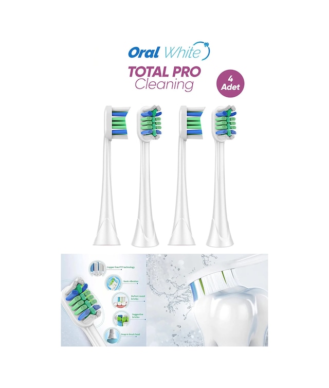 Oral White Sonic Total Pro Cleaning Philips Sonicare Uyumlu 4adet