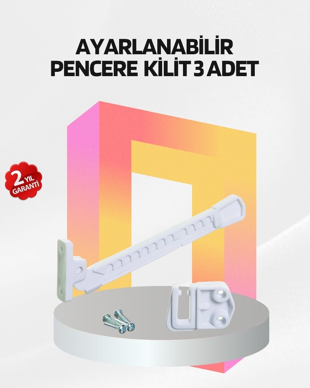 Tek Cam Pencere Güvenlik Kilidi Açılma Sınırlayıcı Aparat 3 Adet Najmaddin