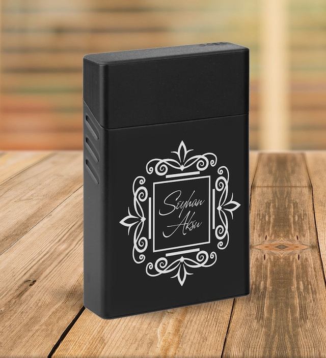 Bk Gift Kişiye Özel Siyah Slim Boy Metal Sigara Kutusu-1
